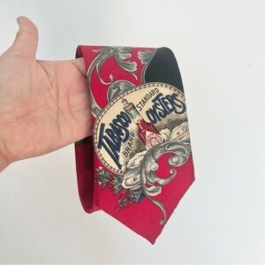 Vintage 100% Silk Tobasco Tie Oysters Red Navy Classic Men Accessory Work Career